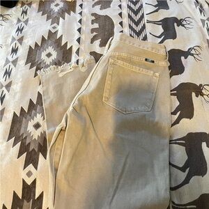 Tan Frayed Hem Jeans